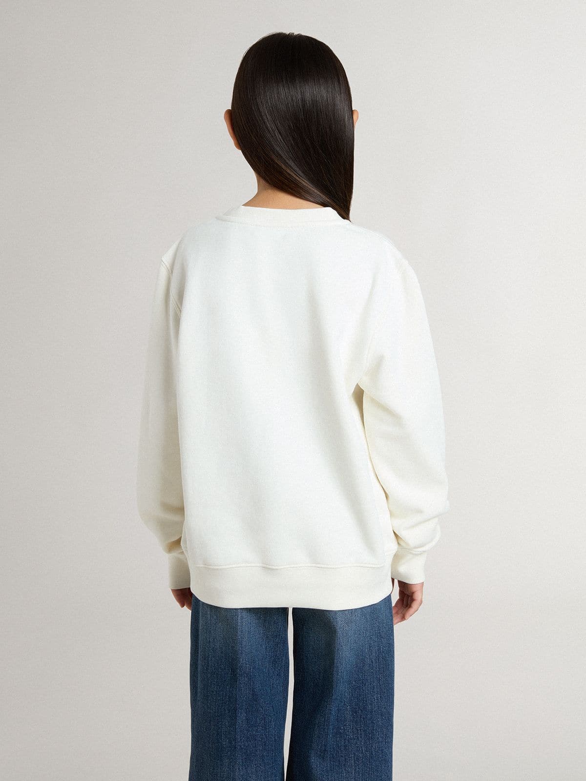 Golden Goose - Sudadera blanca de niña con mensaje Golden multicolor en el delantero in 