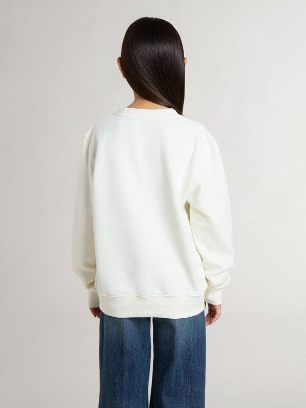 Golden Goose - Girls' white sweatshirt with multicolor Golden writing on the front in 