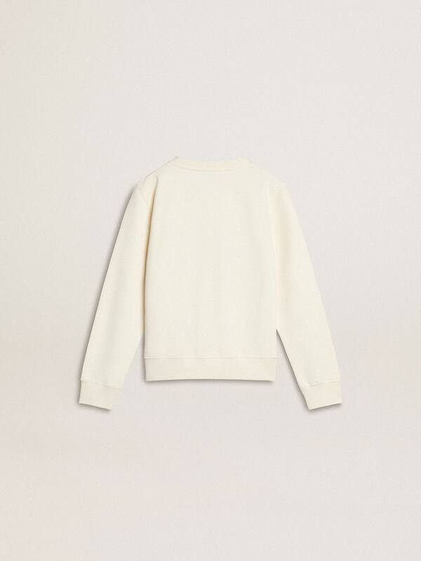 Golden Goose - Girls' white sweatshirt with multicolor Golden writing on the front in 