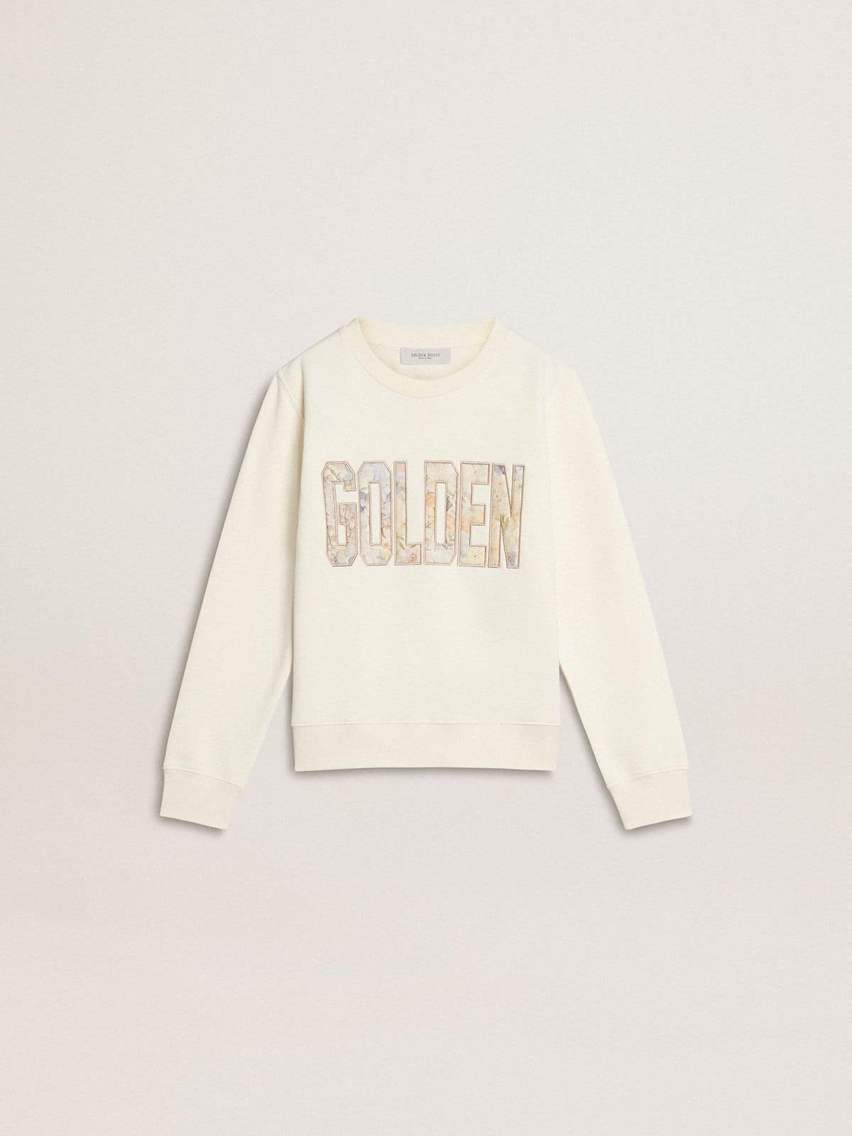 Golden Goose - Sudadera blanca de niña con mensaje Golden multicolor en el delantero in 