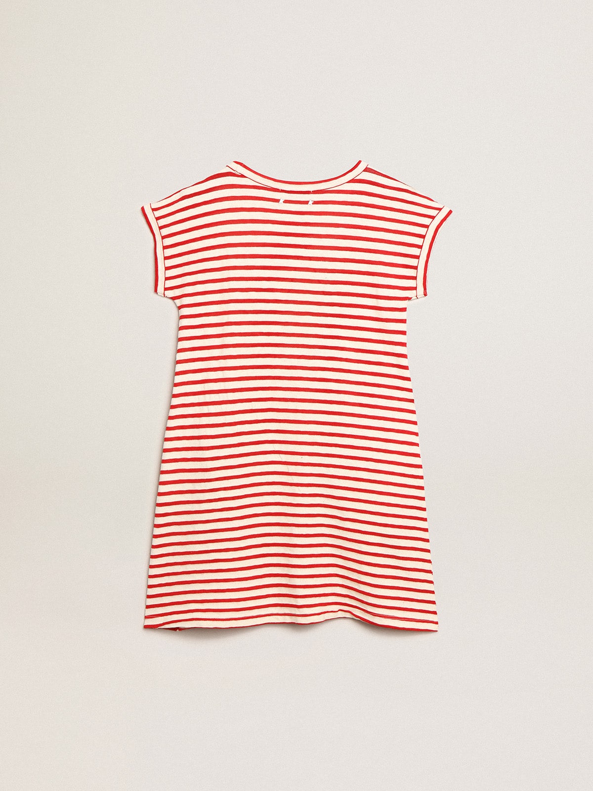 Golden Goose - Mini dress with white and red stripes and embroidery on the front in 