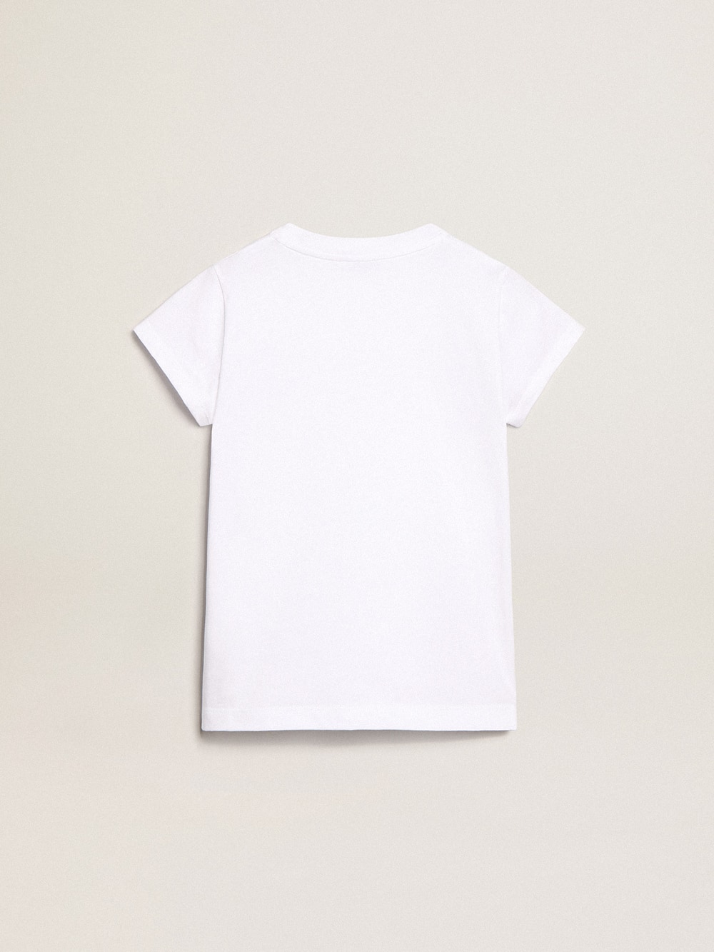 Golden Goose - Camiseta de color blanco con mensaje Golden de cristales en el centro in 