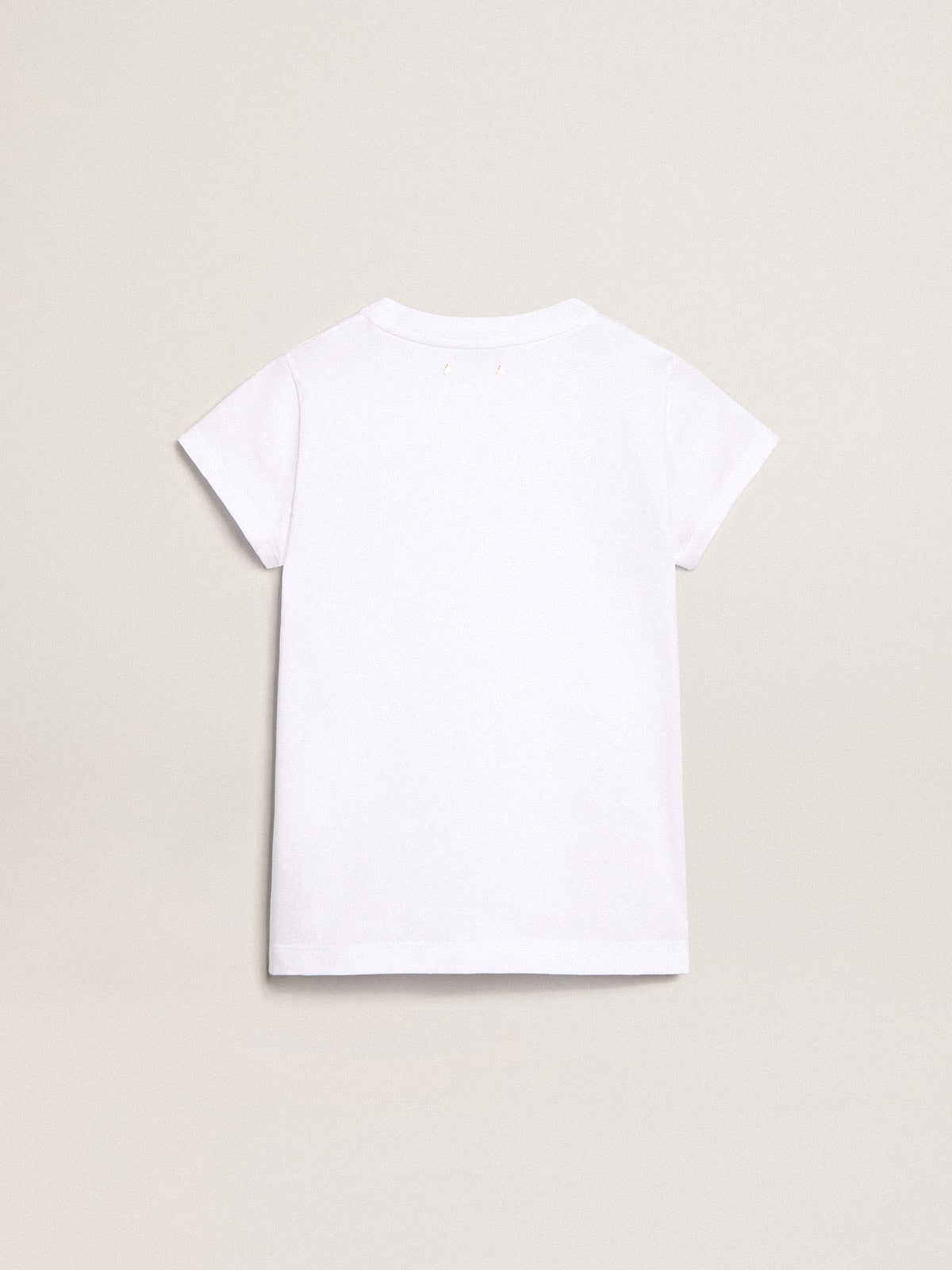 Golden Goose - White T-shirt with central Golden lettering in crystals in 