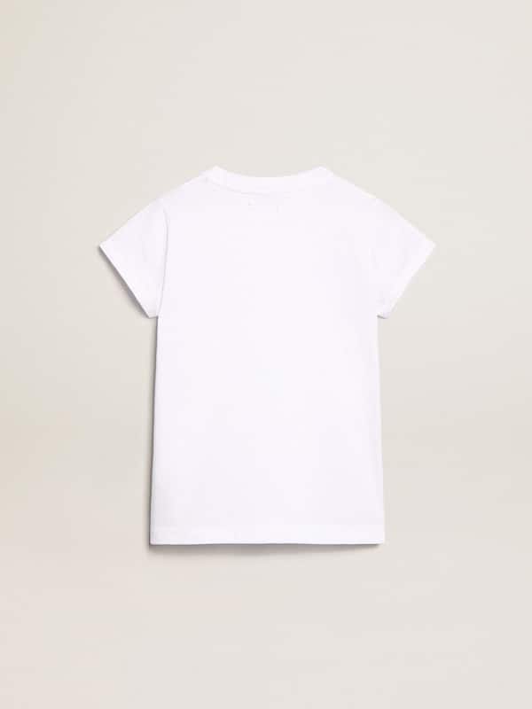 Golden Goose - Camiseta de color blanco con mensaje Golden de cristales en el centro in 