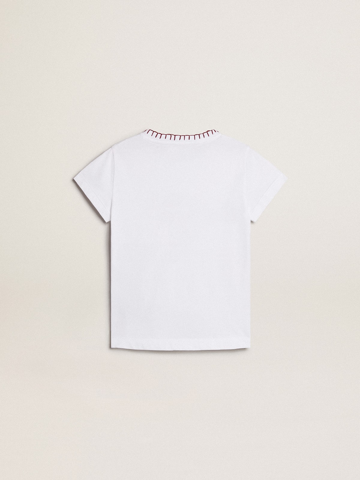 Golden Goose - T-shirt pour fille en coton blanc avec broderie réalisée à la main in 