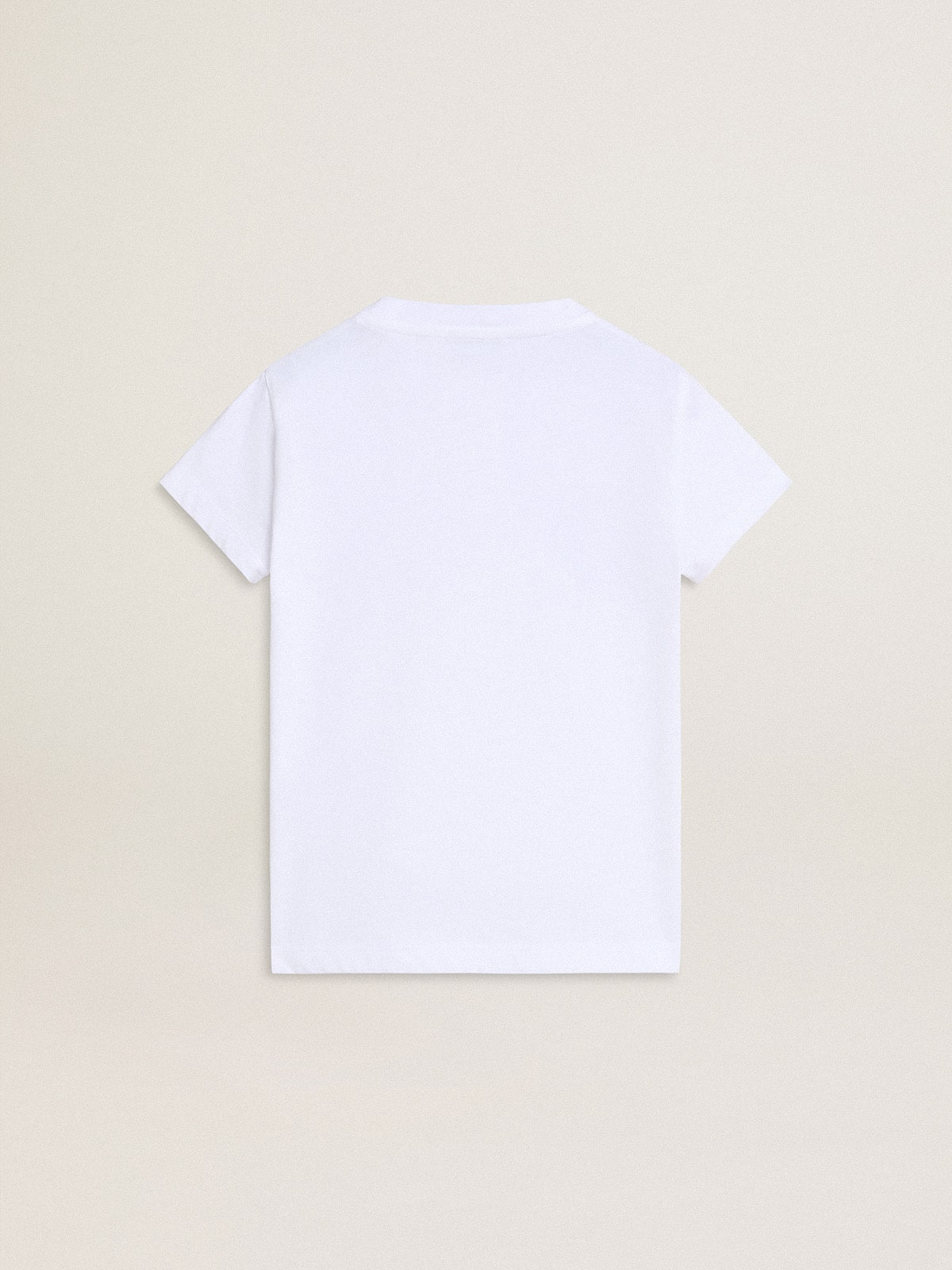 ピンクのグリッター 「Golden 」レタリング入りガールズ白Tシャツ