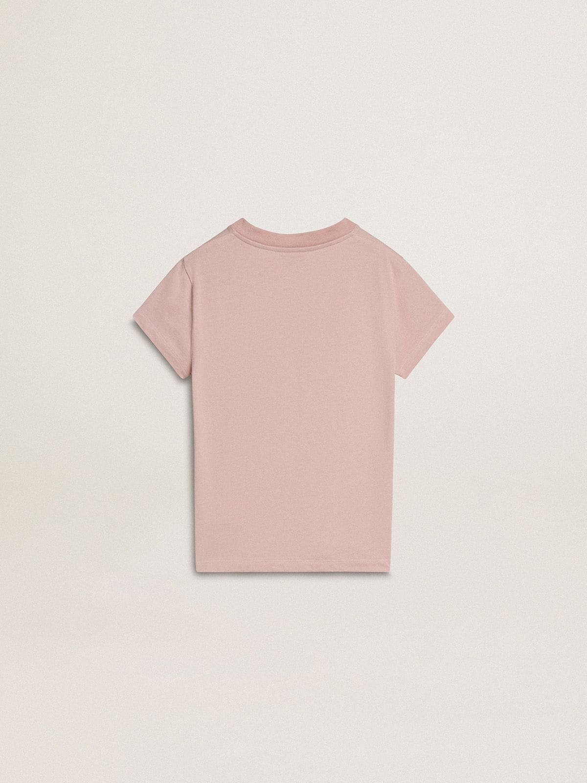 Golden Goose - T-shirt da bambina rosa con stampa bianca in 