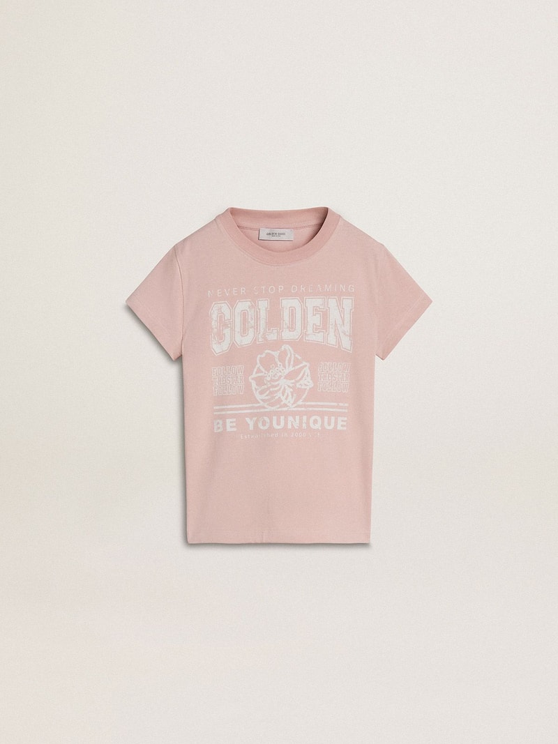 Girls' pink T-shirt with white print