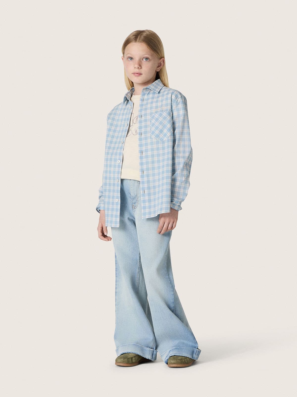 Golden Goose - T-shirt da Bambina Journey in jersey di cotone bianco con borchie color argento in 