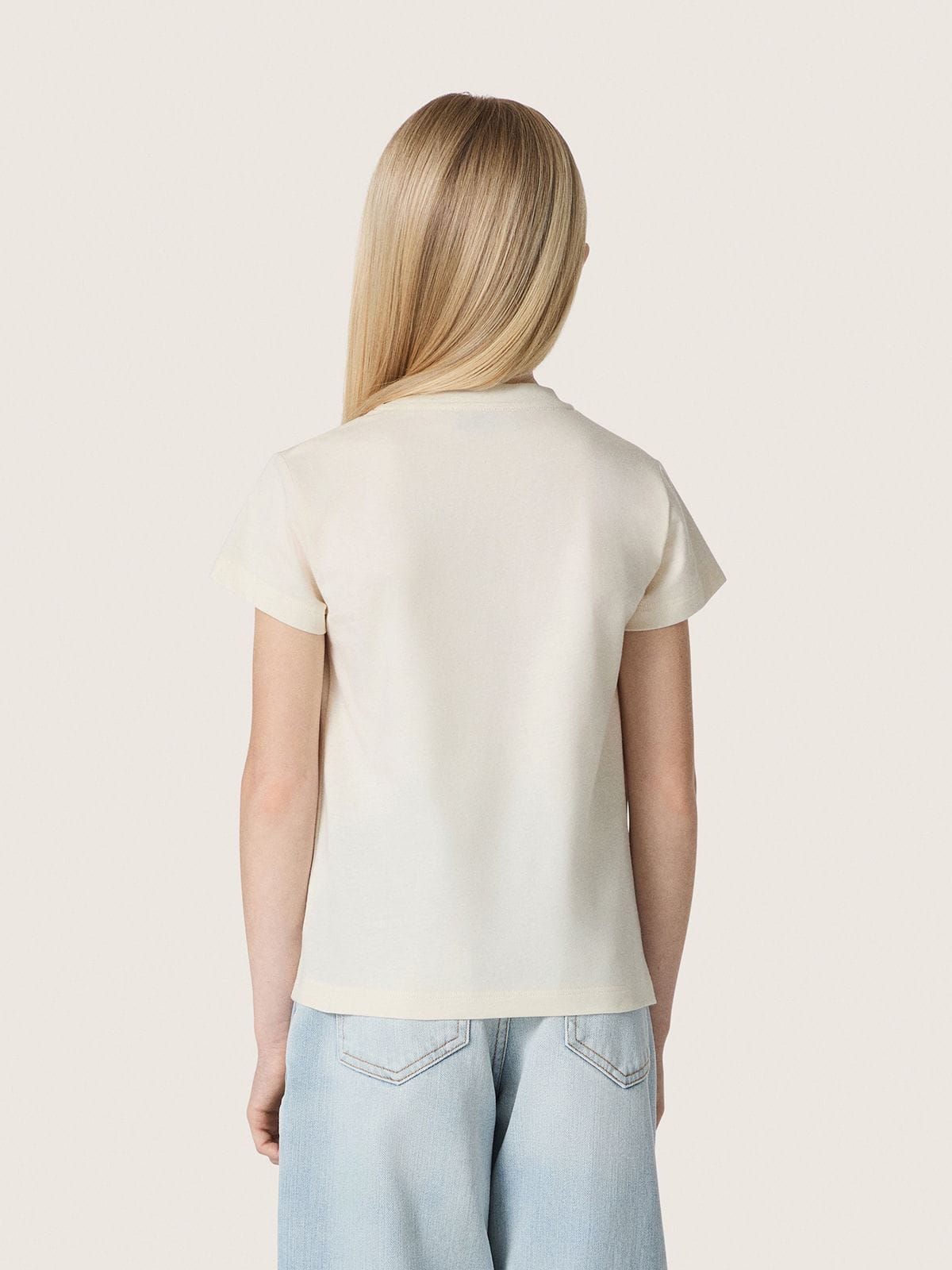 Golden Goose - T-shirt da Bambina Journey in jersey di cotone bianco con borchie color argento in 