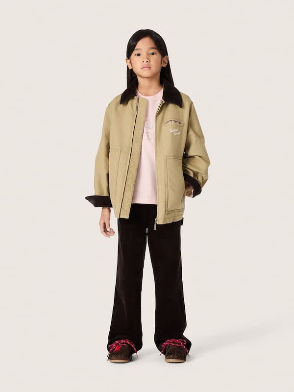 Golden Goose - T-shirt fille en jersey de coton rose avec logo et cabochons in 