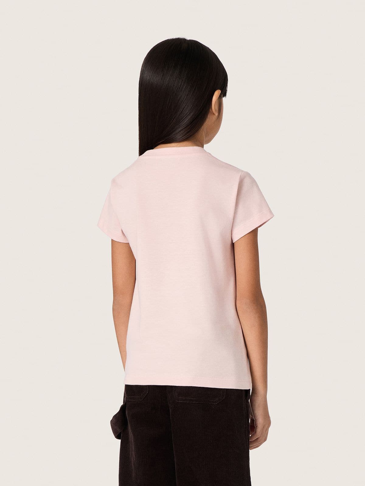 Golden Goose - Camiseta infantil feminina de j&eacute;rsei de algod&atilde;o rosa com logo e tachas in 