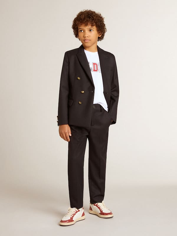 Golden Goose - Boys' dark blue double-breasted blazer in 
