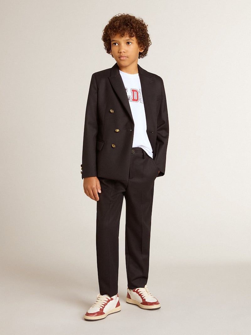 Golden Goose - Boys' dark blue double-breasted blazer in 