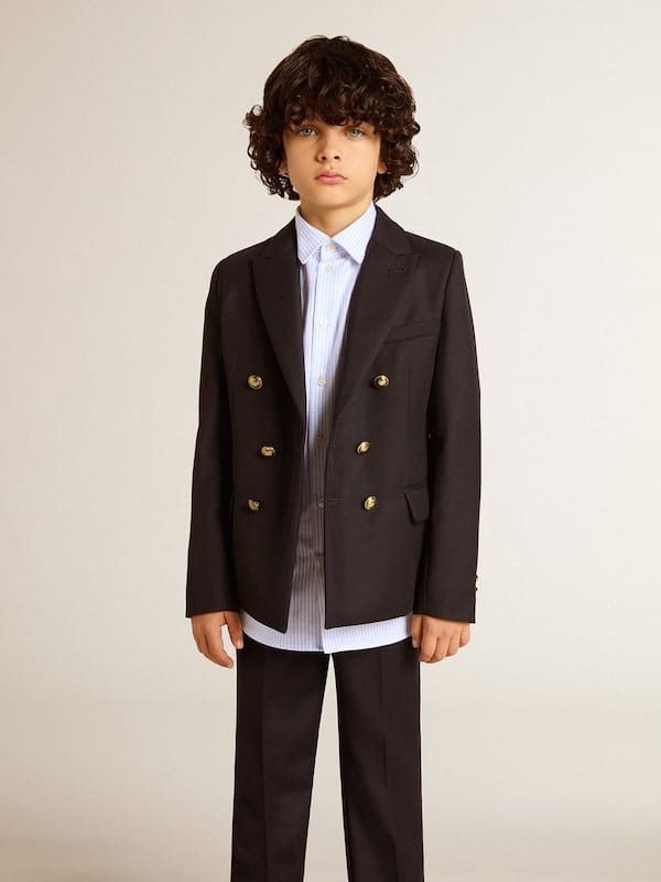 Golden Goose - Boys' dark blue double-breasted blazer in 