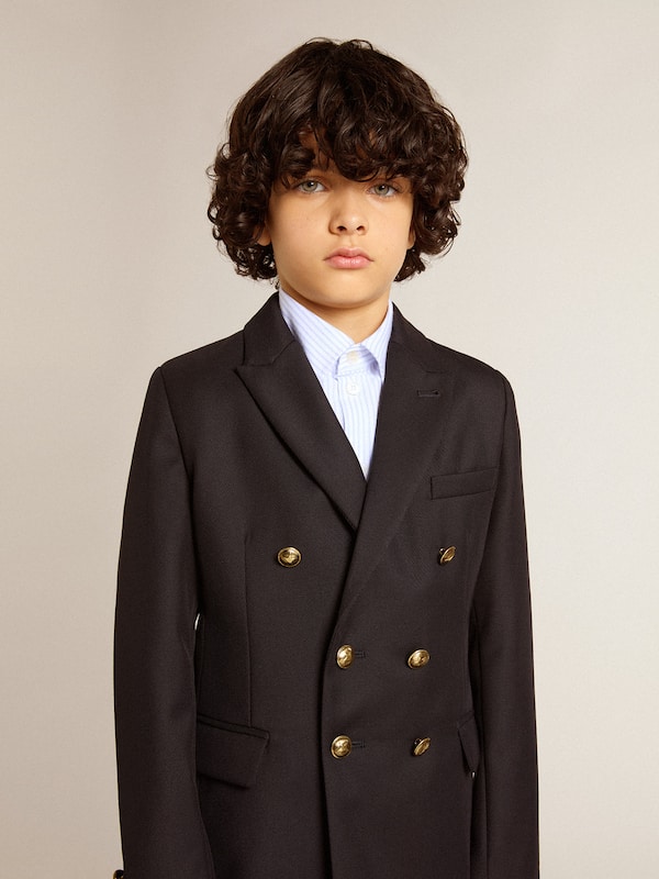Golden Goose - Boys' dark blue double-breasted blazer in 