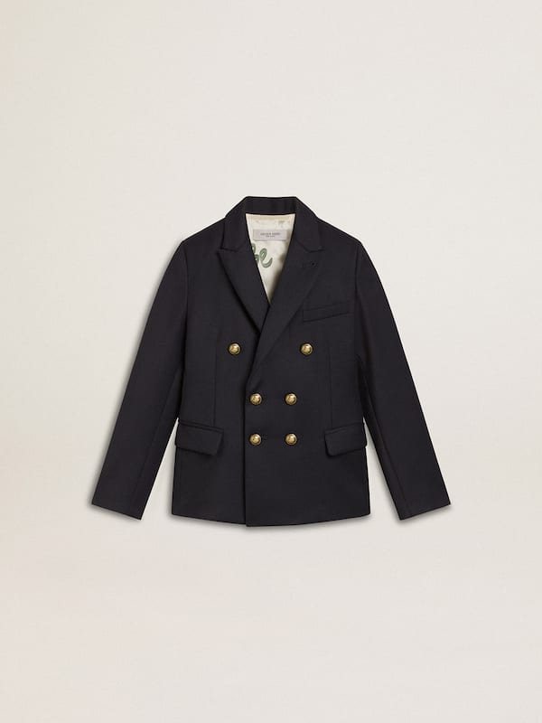 Golden Goose - Boys' dark blue double-breasted blazer in 
