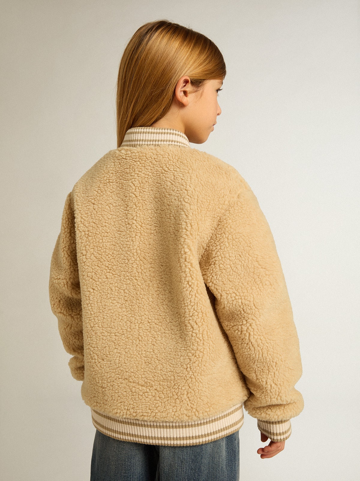 Golden Goose - Kids beige fleece bomber jacket in 