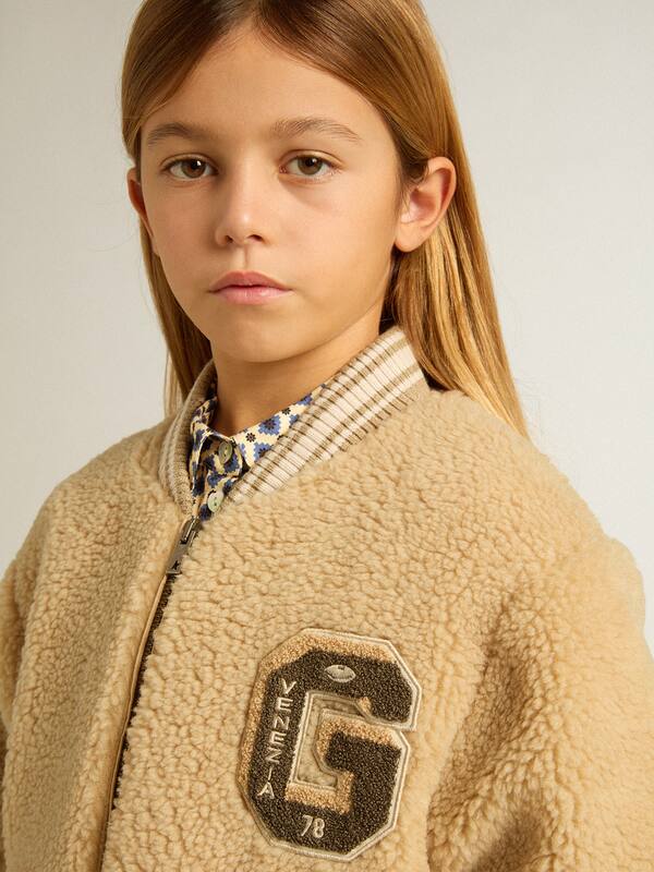 Golden Goose - Kids beige fleece bomber jacket in 