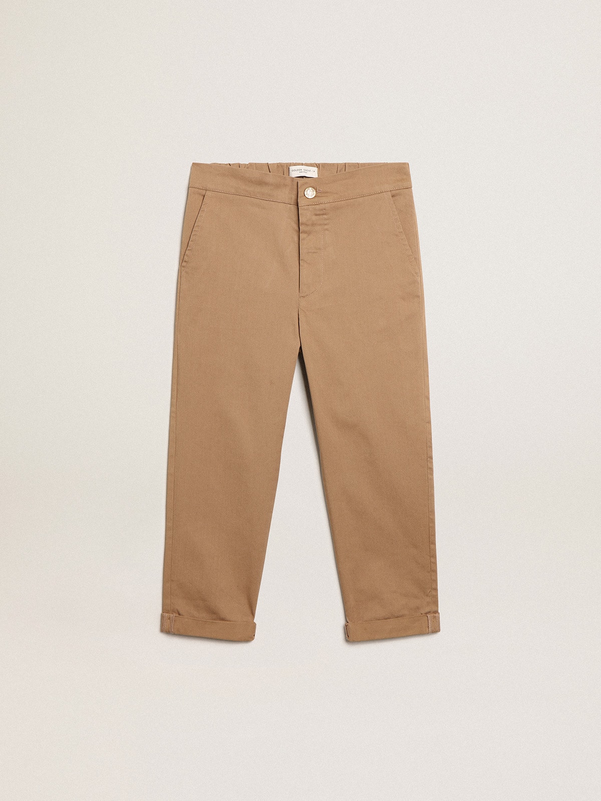 Golden Goose - Pantalon chino pour garçon en coton caramel in 