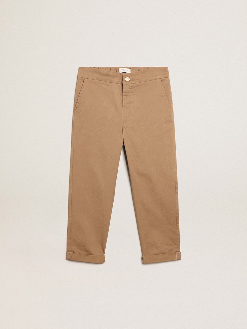 Pantalón chino de niño de algodón color caramelo