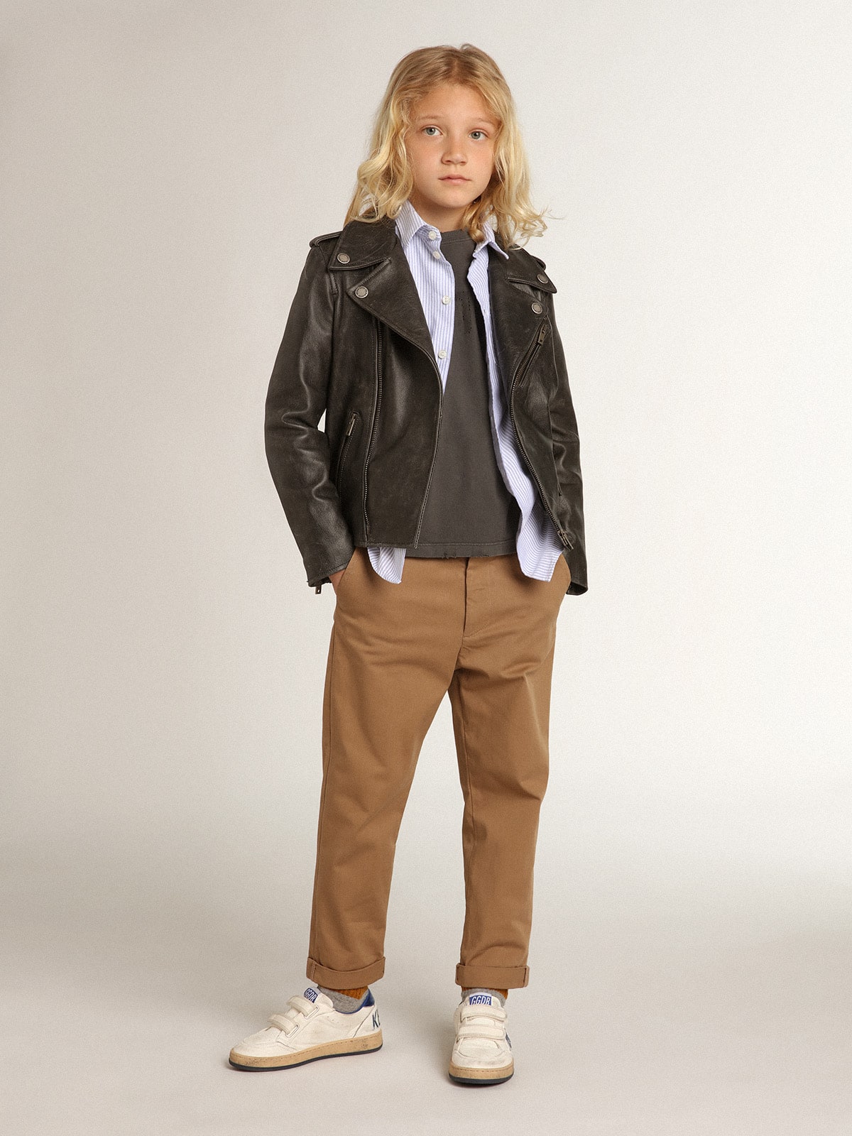 Golden Goose - Camisa infantil masculina com listras azuis in 