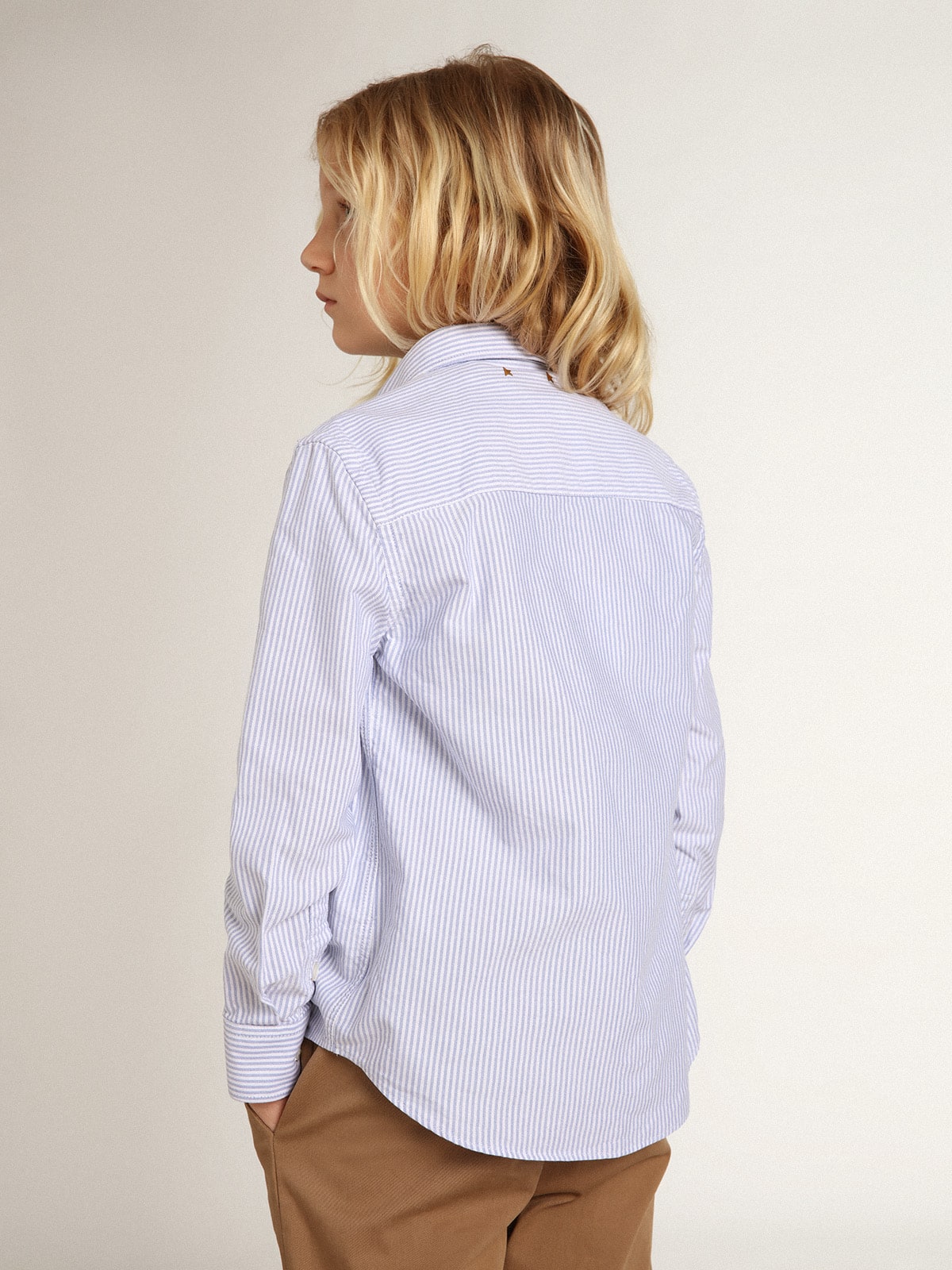 Boys' shirt with light blue stripes | Golden Goose Official