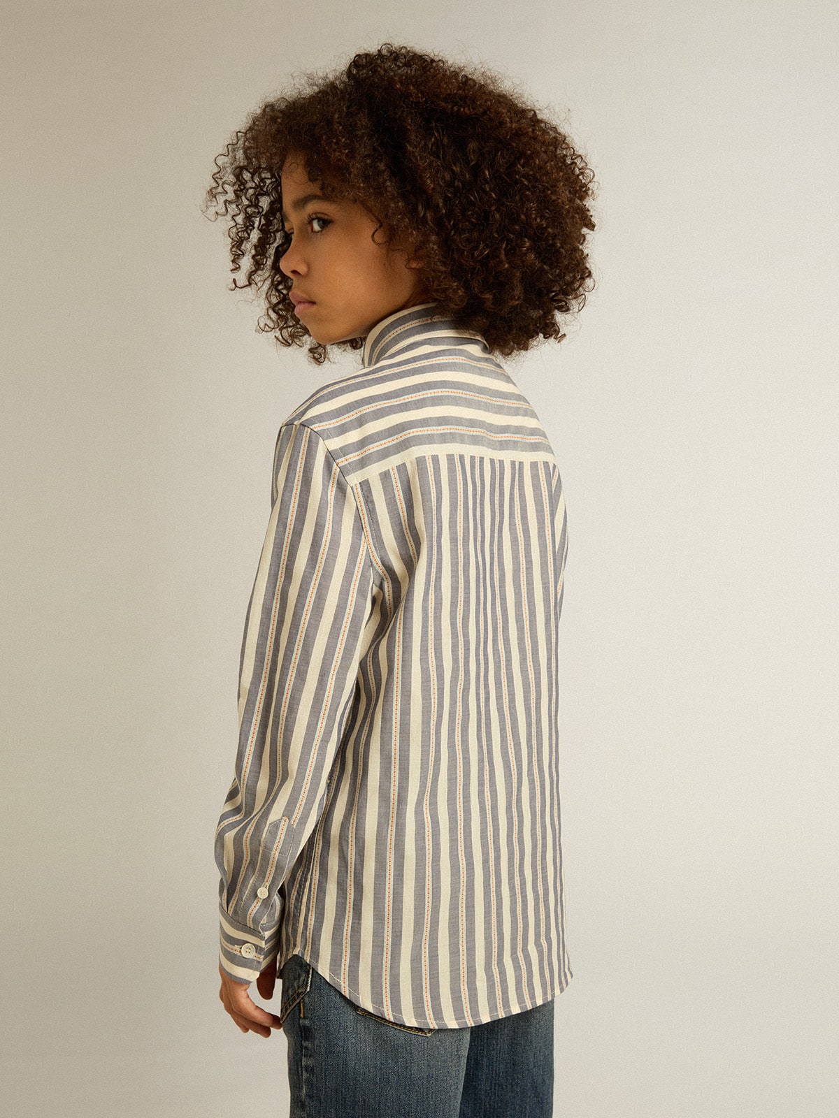 Golden Goose - Boys' striped shirt with Golden Dreamers detail on the pocket in 