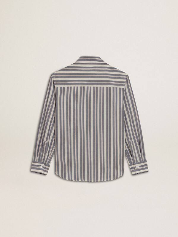 Golden Goose - Boys' striped shirt with Golden Dreamers detail on the pocket in 