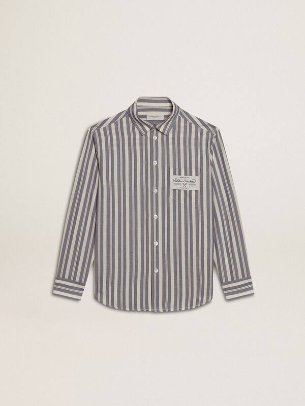 Golden Goose - Boys' striped shirt with Golden Dreamers detail on the pocket in 