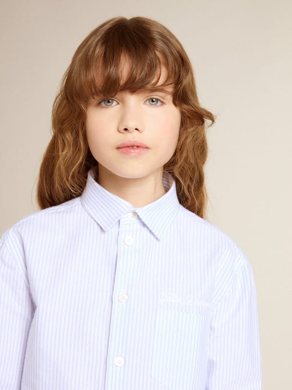 Golden Goose - Girls’ striped shirt with embroidered lettering on the pocket in 