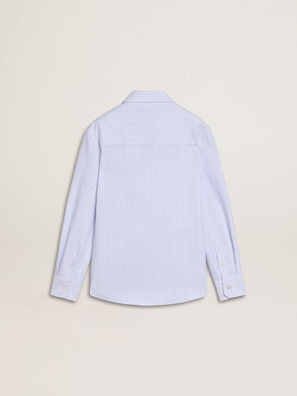 Golden Goose - Girls’ striped shirt with embroidered lettering on the pocket in 