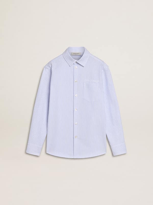 Golden Goose - Girls’ striped shirt with embroidered lettering on the pocket in 