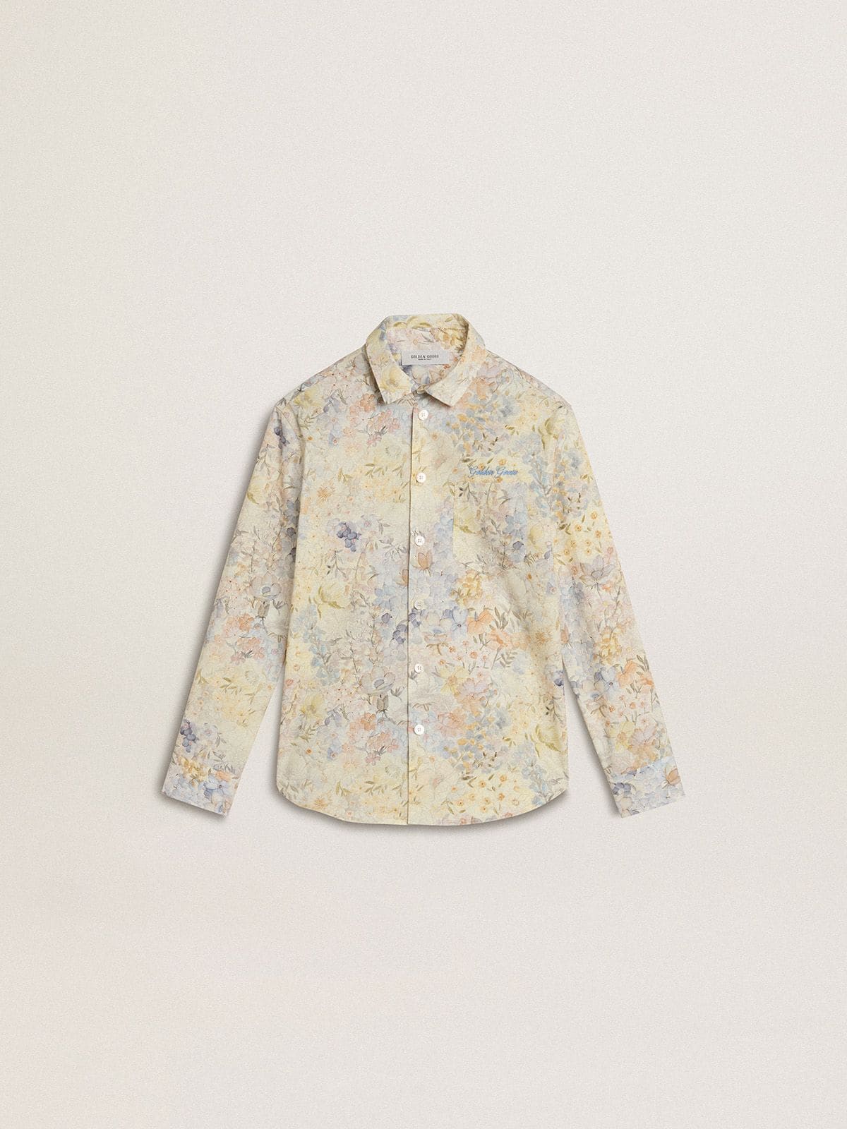 Golden Goose - Girls' cotton shirt with multicolor floral print in 