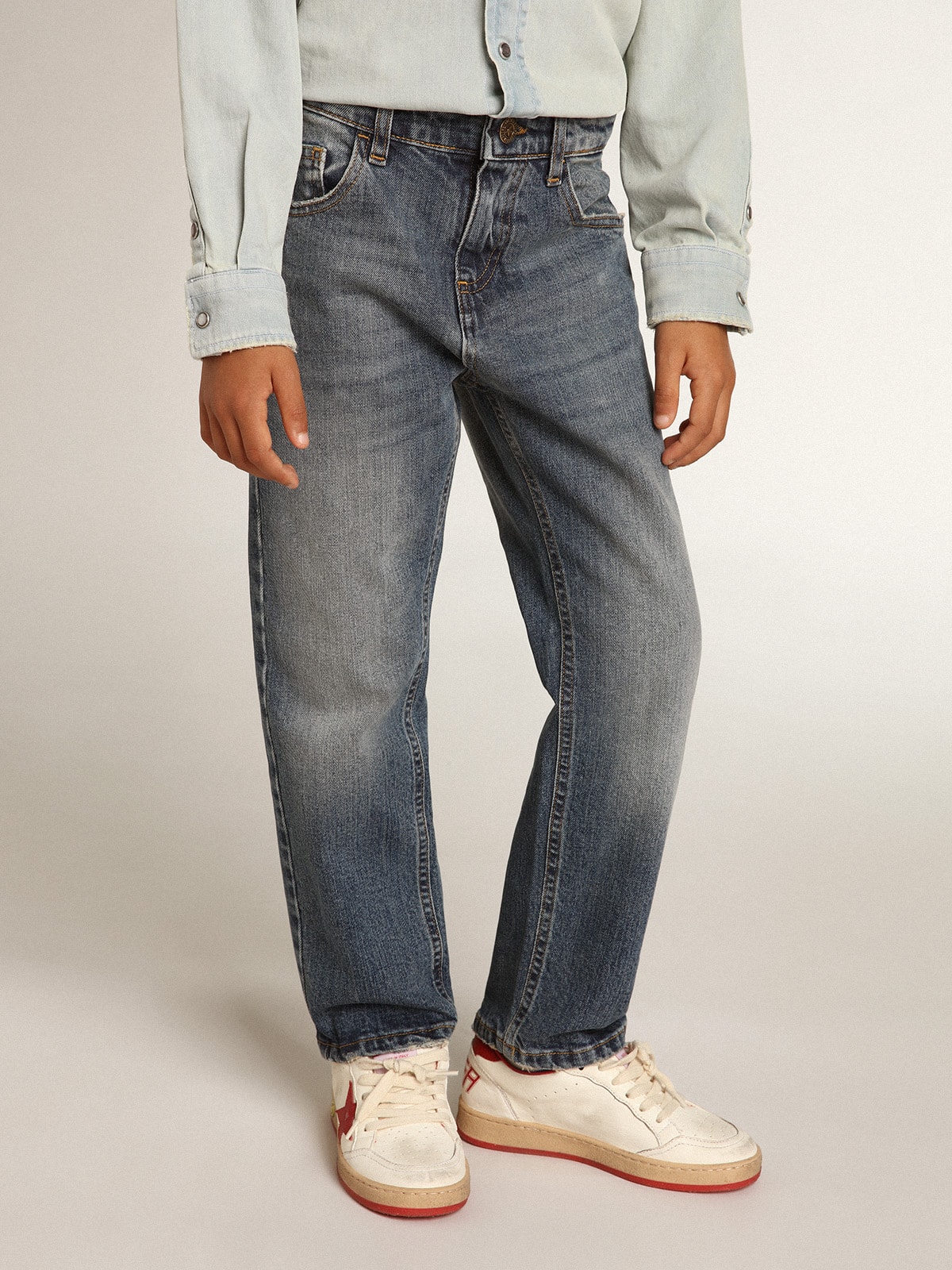 Golden Goose - Pantalón vaquero de niño en denim elástico in 