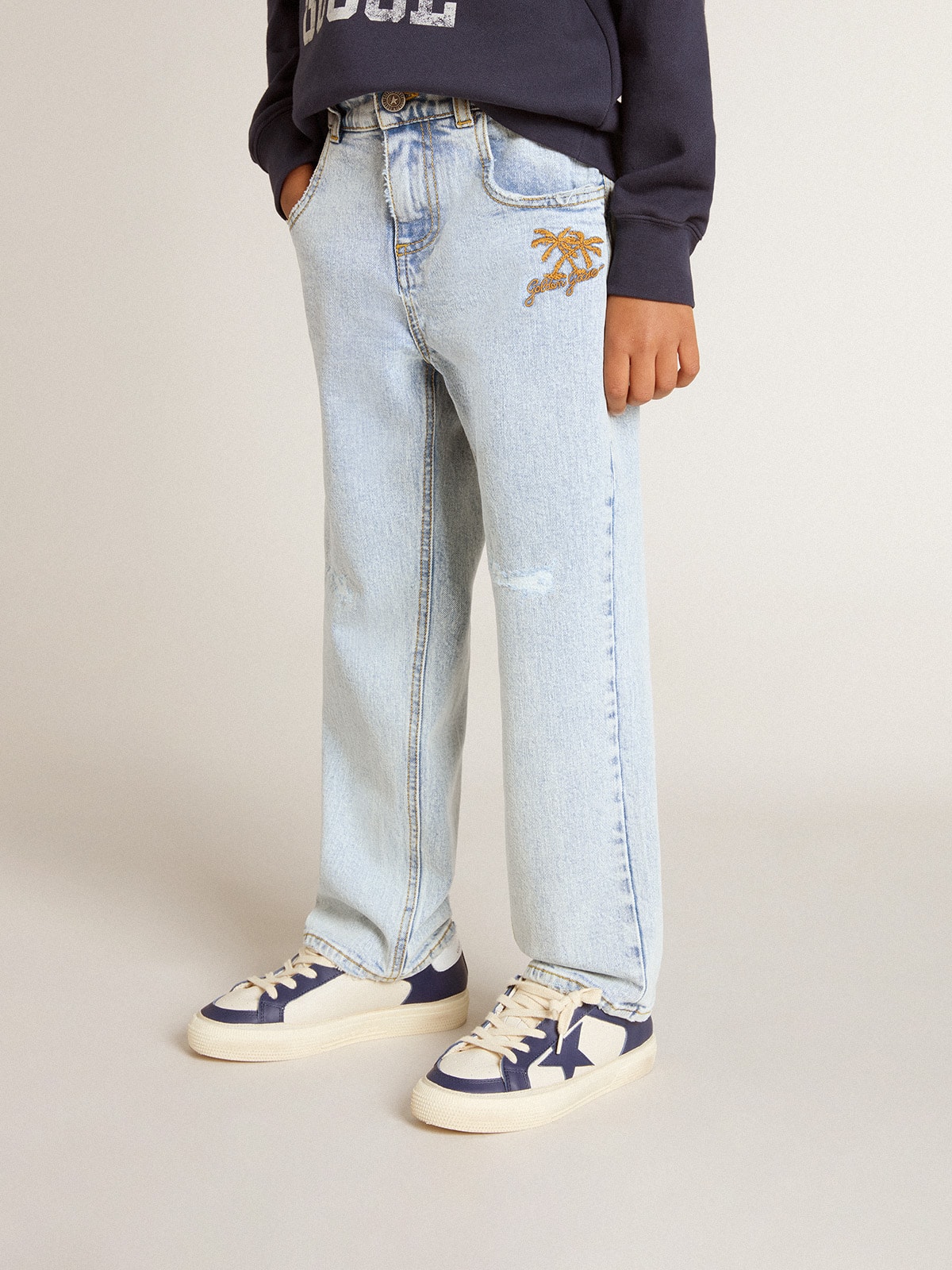 Jeans da bambino in denim chiaro