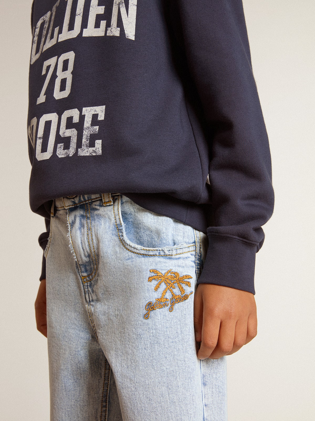 Golden Goose - Jungen-Jeans aus hellem Denim in 