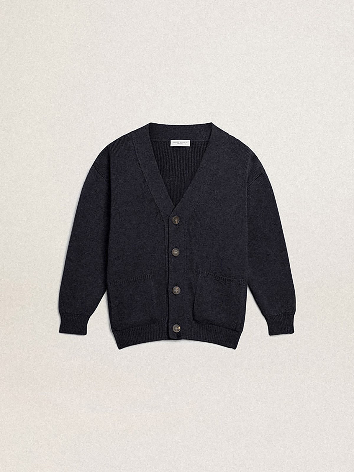 Golden Goose - Cardigan in cotone di colore blu scuro con logo sul retro in 