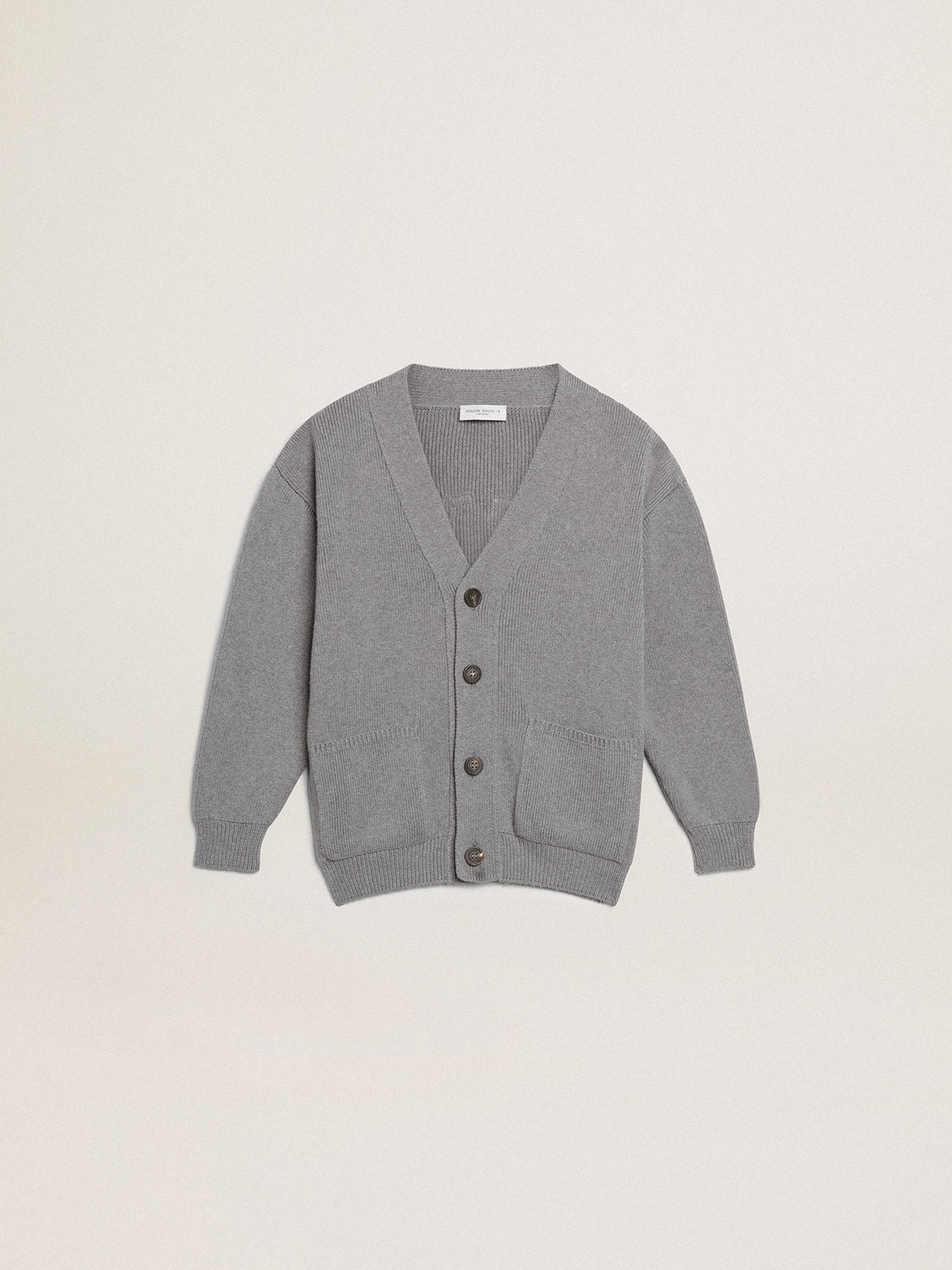 Golden Goose - Cardigan in cotone di colore grigio con logo sul retro in 