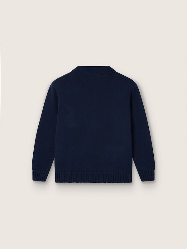 Kids&rsquo; cardigan in blue cotton with embroidered logo