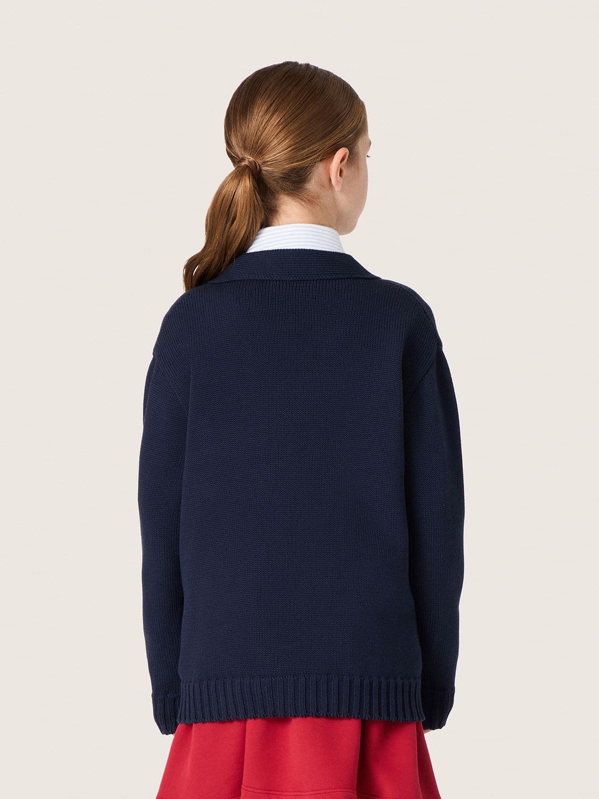 Golden Goose - Cardigan enfants en coton bleu avec logo brod&eacute; in 