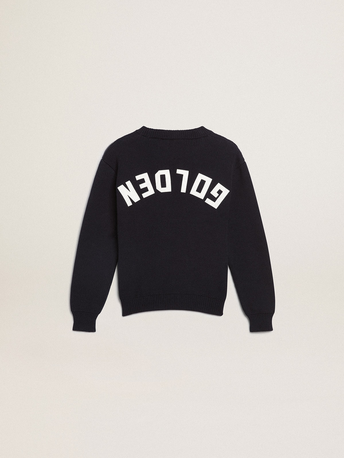 Golden Goose - Round-neck sweater in dark blue cotton in 