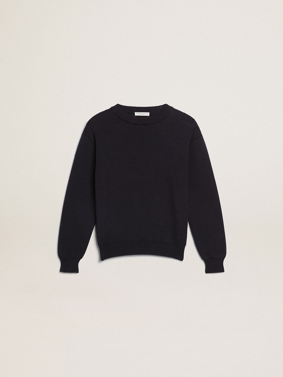 Golden Goose - Round-neck sweater in dark blue cotton in 