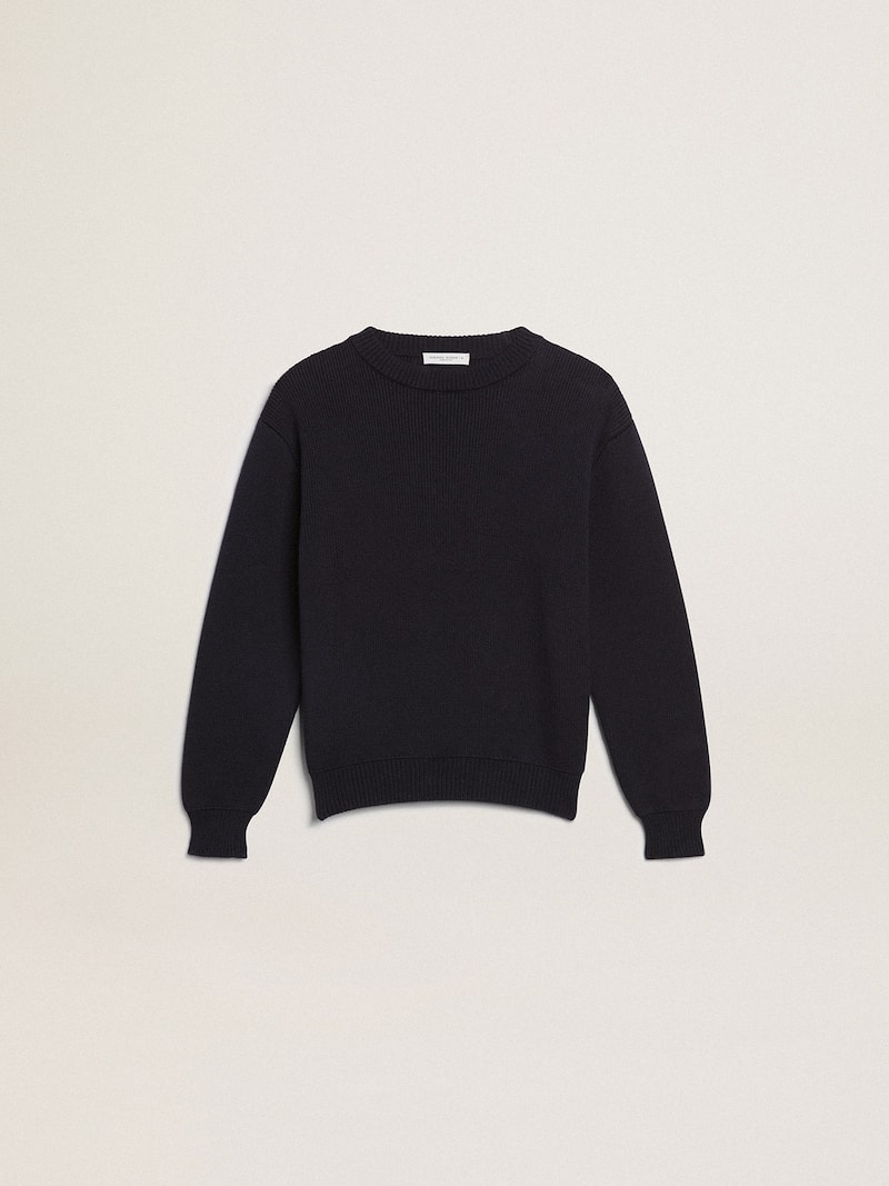 Pull ras-du-cou en coton bleu foncé