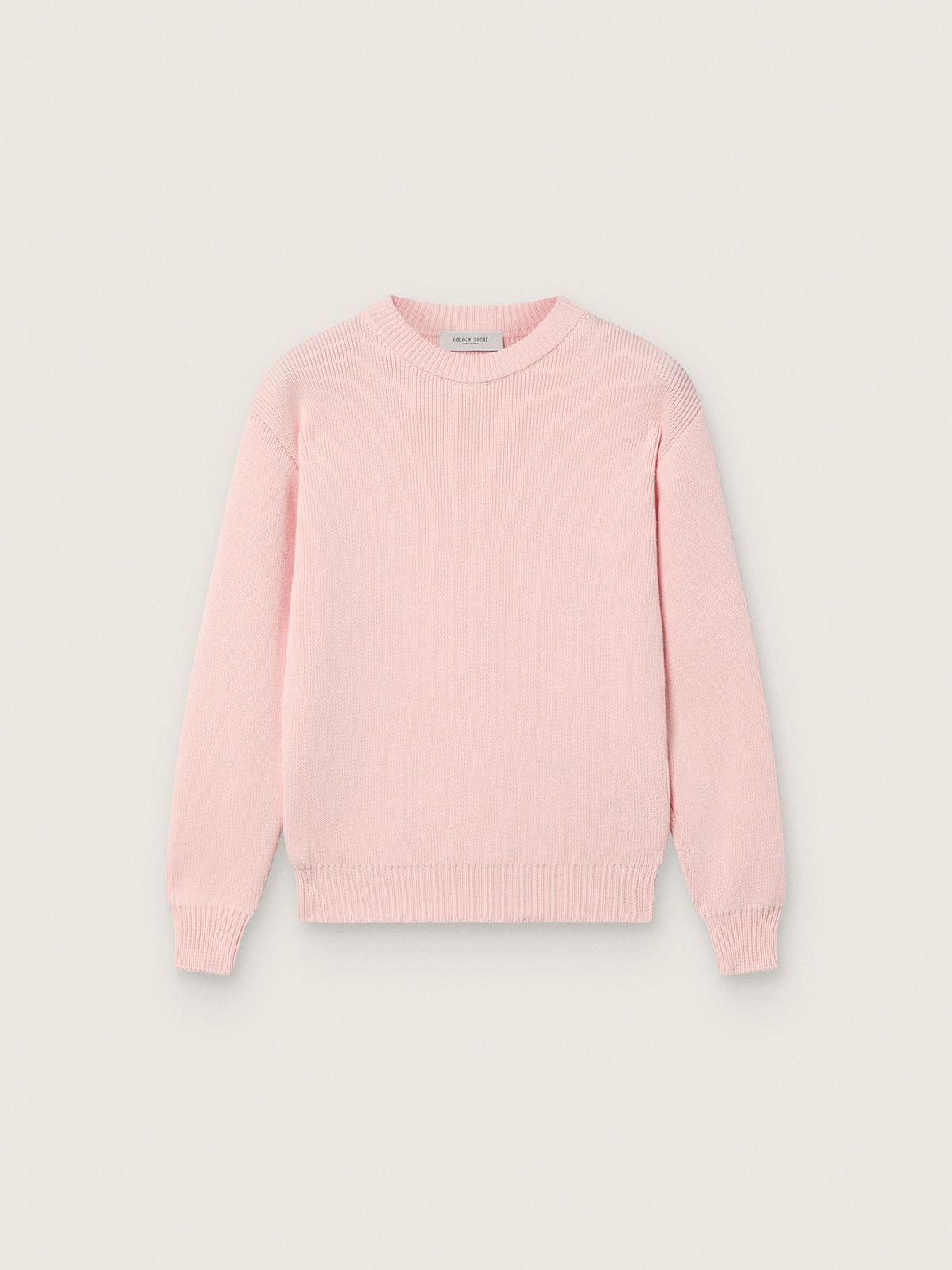 Golden Goose - Unisex pink ribbed Golden sweater for kids with Golden logo on the back in 