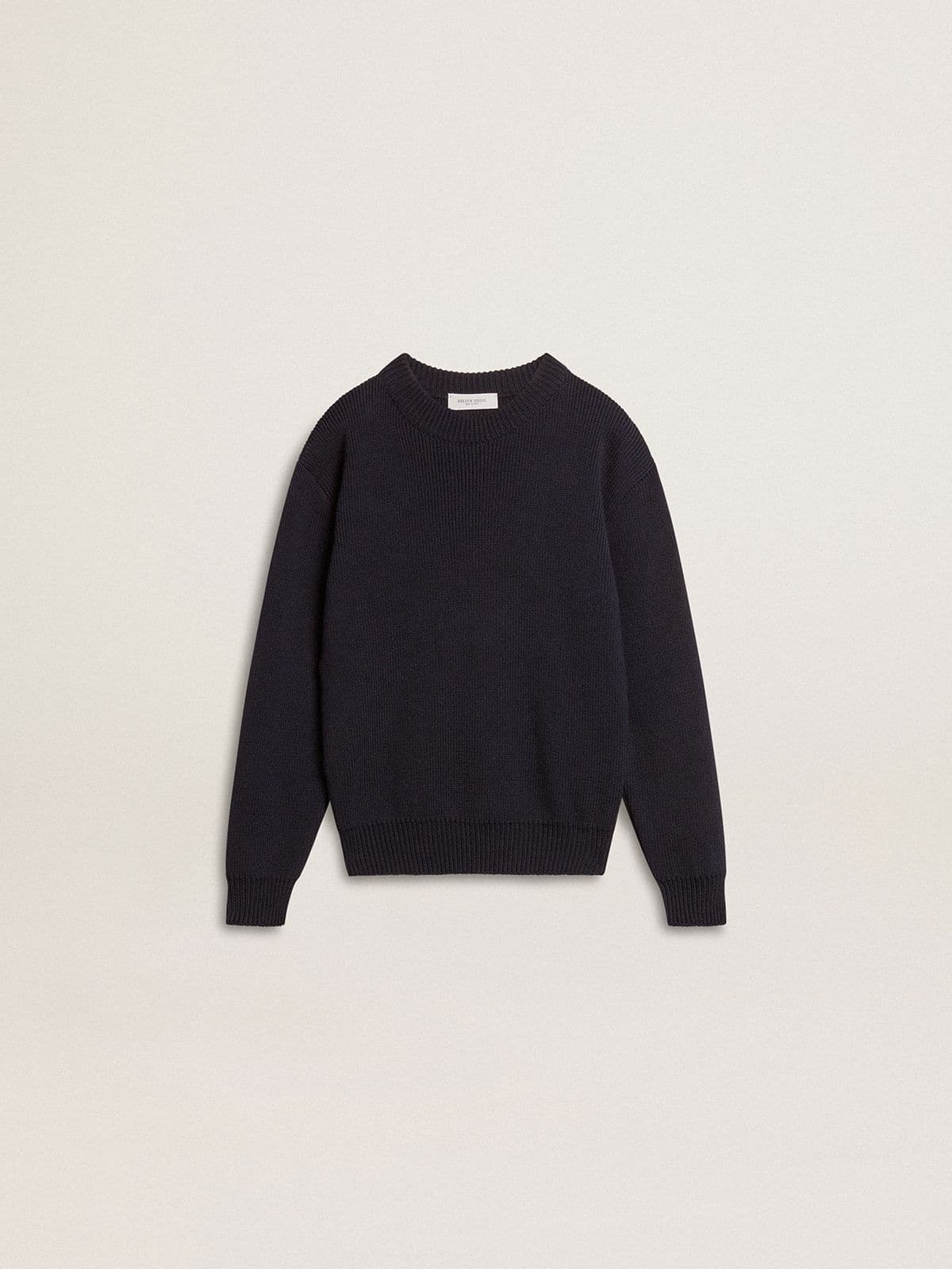 Golden Goose - Maglione girocollo da bambino di colore blu con scritta 'Golden' sul retro in 