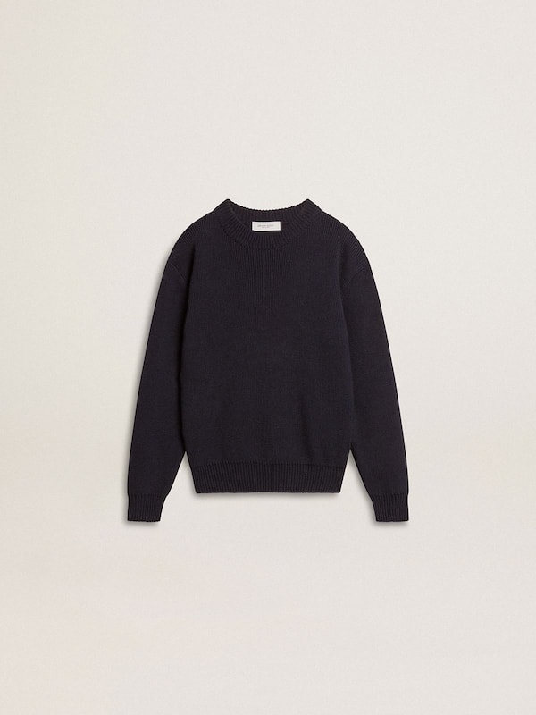 Golden Goose - Boys’ blue crew-neck sweater with 'Golden' lettering on the back in 