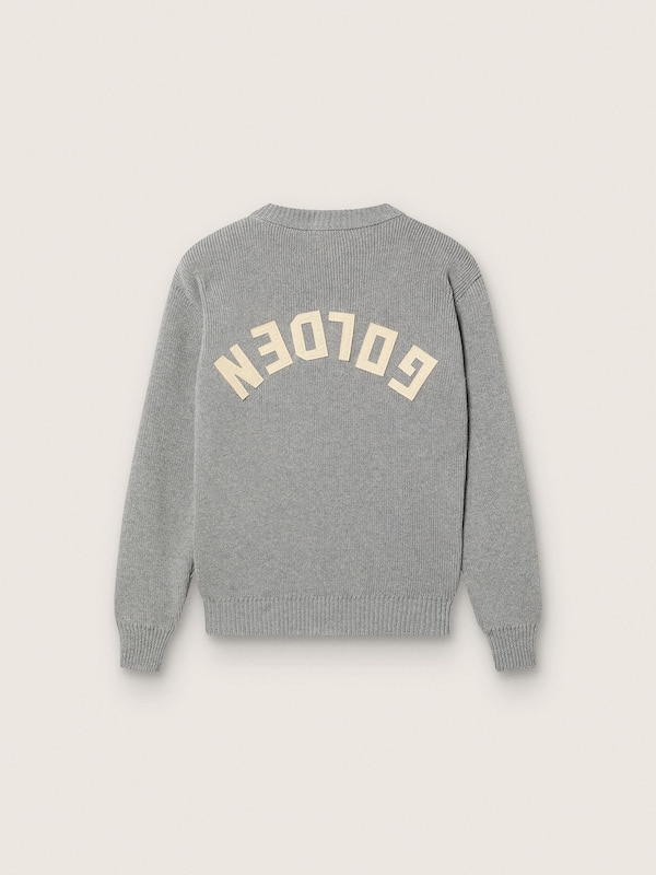 Golden Goose - Unisex Golden sweater for kids in ribbed gray melange with logo on the back in 