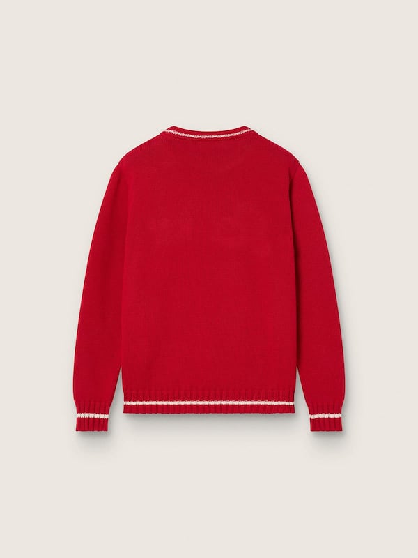 Kids&rsquo; sweater in red cotton with embroidered logo