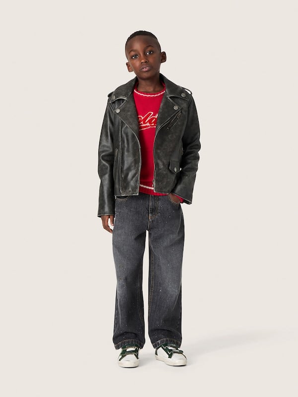 Kids&rsquo; sweater in red cotton with embroidered logo